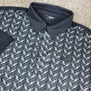 PXG Mens Small Black AOP Cactus Performance Stretch Vented Golf Polo SS